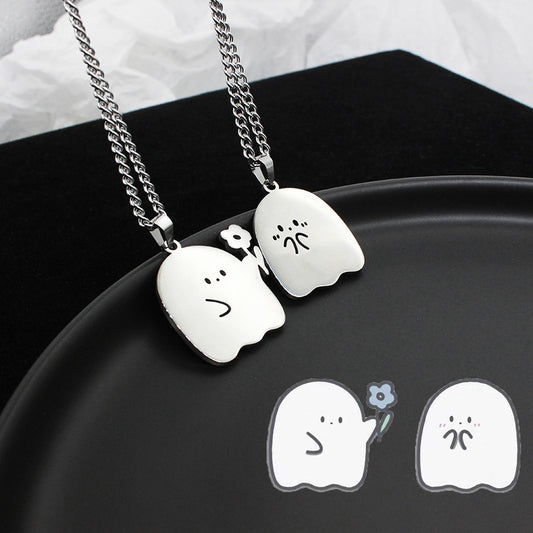 Little Ghost Pair Necklace Creative Pendant Cartoon Couple Pendant