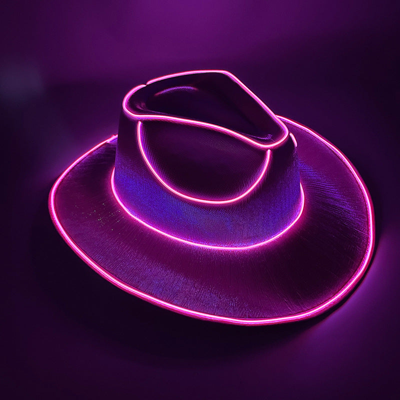 Halloween Carnival Party LED Wireless Fluorescent Colorful Cowboy Flashing Hat