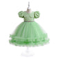 Girls' Fashion Halloween Mesh Stitching Puff Sleeve Dress