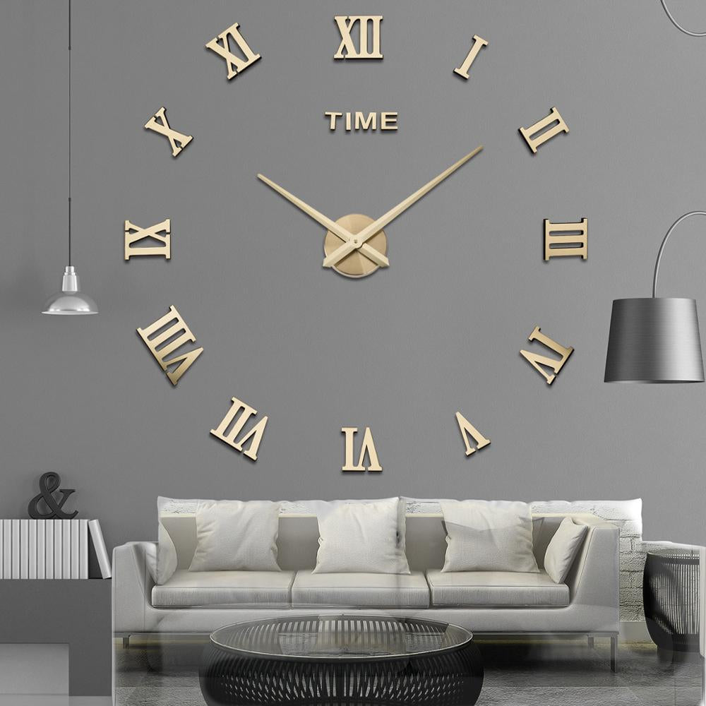 DIY Wall Clock 3D Roman Word Large Wall Clock Living Room Watch Modern Quartz Minimalist Wall Sticker Clock Home Decor 2023 New